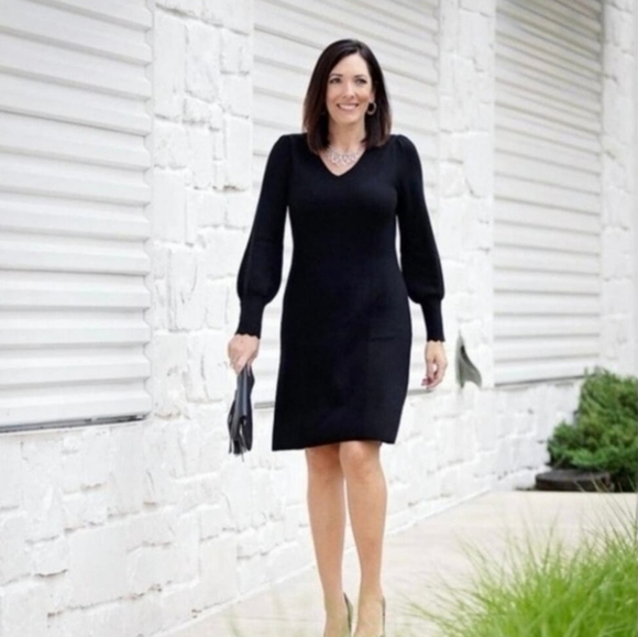 TALBOTS SOFT MERINO V-NECK SWEATERDRESS Navy Size XL - Picture 7 of 7